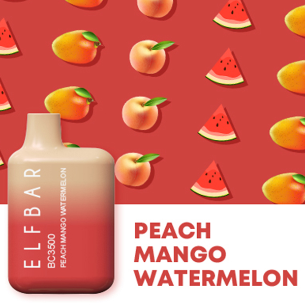 Elf Bar 4000 puffs Pod Descartável - Peach Mango Watermelon